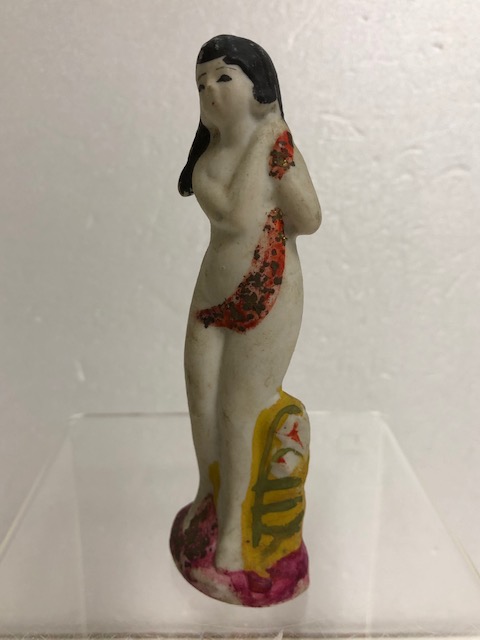 昭和レトロ☆入浴☆裸婦☆温泉☆女性 陶器製 人形 １１．５ｃｍ ６０ｇ 当時物 現状 詳細不明 【AT835】