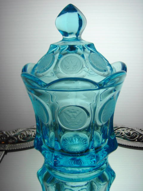 アメリカ　フォストリア　コインシリーズ ガラス製フタ付きジャー 【AW0733】