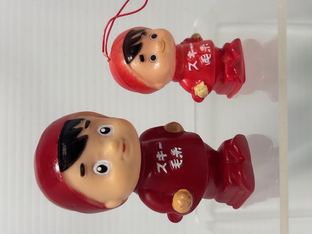 ２体セット☆スキー毛糸☆昭和レトロ☆スキー坊や☆ソフビ人形 ８．２ｃｍ 企業物  非売品 現状 【RT0040】