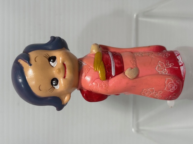 第一勧業銀行☆のばらちゃん☆着物☆ソフビ人形☆貯金箱 １１．５ｃｍ 当時物 企業物 非売品 現状 【RT0057】