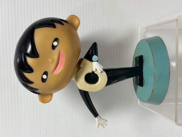 昭和レトロ☆カウンター用・店頭用☆シチズン☆時計☆シーちゃん☆首ふり☆ソフビ人形☆木台 １６．５ｃｍ １６０ｇ 当時物 企業物 非売品 現状 【RT0132】