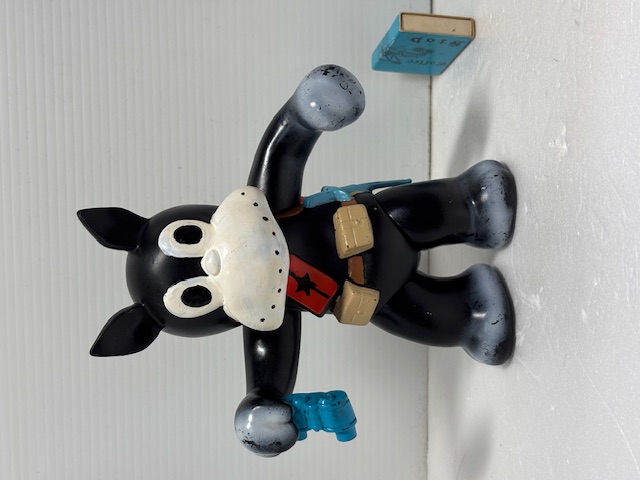 昭和レトロ☆１９６９年☆マルサン☆のらくろ☆伍長☆双眼鏡☆ソフビ人形 １８．０ｃｍ 当時物 アニメ 版権有 現状 【RT0137】