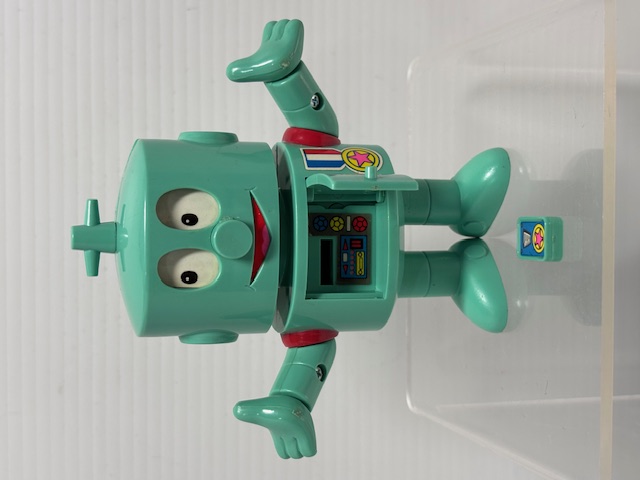 ロボタン☆カセット付☆人形☆合金 １１．６ｃｍ １６０ｇ 当時物 ロビン 版権有 JAPAN アニメ 現状【RT0185】　