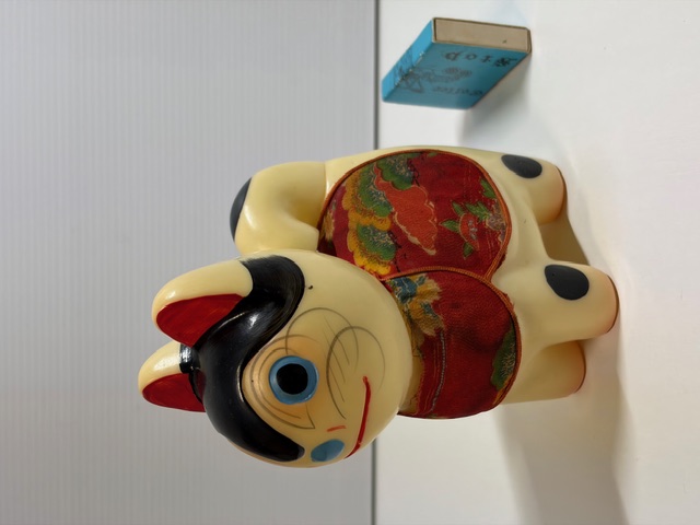 昭和レトロ☆狛犬☆ソフビ人形 １３．８ｃｍ 当時物 JAPAN 現状 【RT0301】