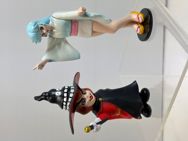２体セット☆ドロロンえん魔くん・雪子姫☆ソフビ人形 １０．３ｃｍ 当時物 版権有 アニメ 現状【RT0382】