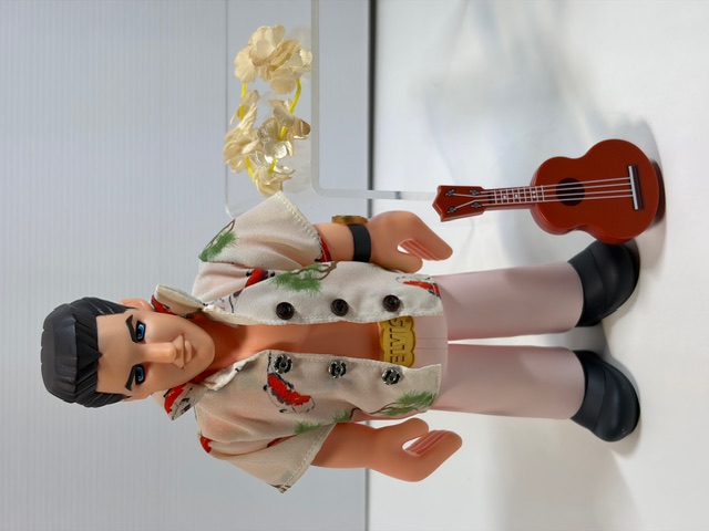 エルヴィス・プレスリー☆ギター・レイ付☆ソフビ人形 ２０．６ｃｍ Made In Japan 俳優 歌手 現状 【RT0383】