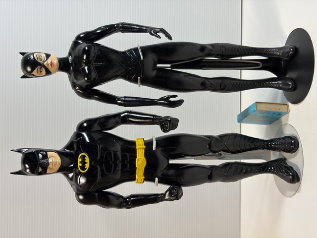 大きい☆２体セット☆バットマン・バットガール☆ソフビ人形 ２８．０ｃｍ 当時物 版権有 現状【RT0415】　