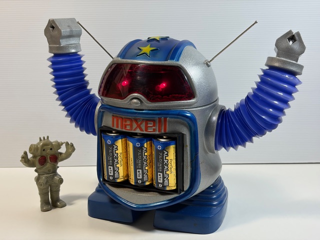 大型☆マクセル☆MAXELL☆ロボット☆ソフビ人形 ２３．５ｃｍ ６４０ｇ 当時物 企業物 非売品 現状 動作確認済【RT0417】