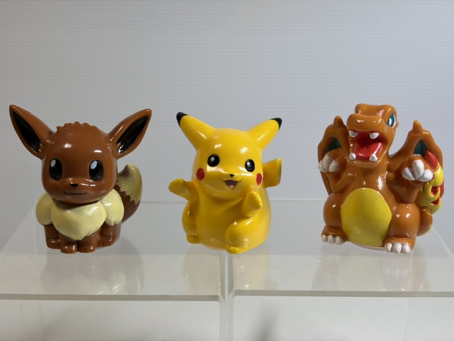 ３体セット☆ピカチュウ☆ポケモン☆ソフビ人形☆貯金箱 ７．０ｃｍ  1999 版権有 現状 【RT0474】