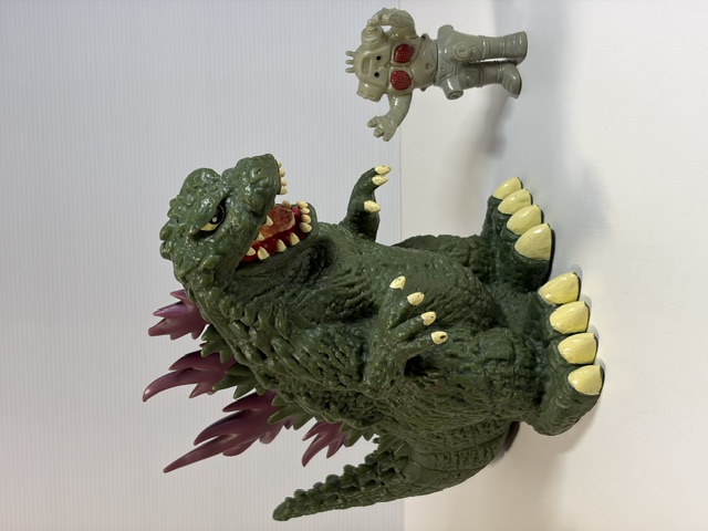 大型☆トヨタ カローラ店☆ゴジラ☆ソフビ人形 貯金箱 体長 ３３．０ｃｍ ５８０ｇ 当時物 企業物 非売品 現状 【RT0515】