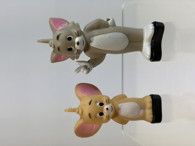 昭和レトロ☆２体セット☆バンダイ☆トムとジェリー☆ソフビ人形 ８．０cm TOM＆JERRY 1989年 当時物 版権有 現状【RT0551】