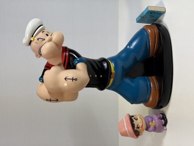 大きい☆ポパイ☆ソフビ人形☆貯金箱 大 ２６．０ｃｍ 昭和レトロ 版権有 現状 【RT0556】