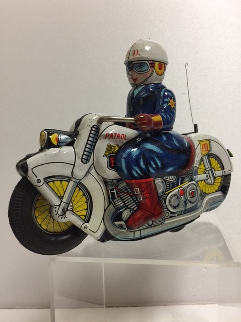 ウサギ屋 ブリキ P.D. オートバイ バイク Vツイン 長さ ２１．０cm １９０ｇ 当時物 白バイ ポリス JAPAN フリクション 現状 【TO4294】
