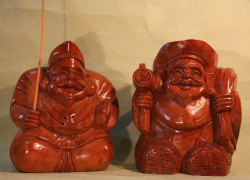 木彫りの恵比寿様と大黒様　日本製　【AJ1100】