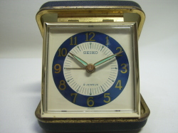 セイコー　トラベルアラーム時計　手巻き　黒　動作確認済み　現状　【AJ1124】