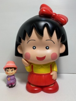 箱付☆大型☆ちびまる子☆ソフビ人形☆貯金箱 ２９．８ｃｍ ７０５ｇ 当時物 版権有 アニメ現状 【AT1298】