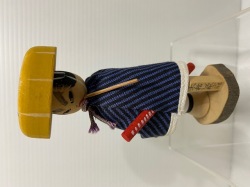 昭和レトロ☆木枯し紋次郎☆木製☆人形 １３．１ｃｍ 当時物 俳優 中村敦夫 時代劇 こけし 現状【AT1658】