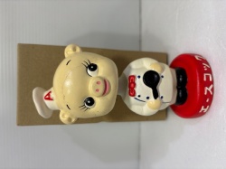 箱入☆エースコック☆ブタさん☆陶器製☆首ふり 人形 １４．５ｃｍ JAPAN 企業 現状【AT2398】