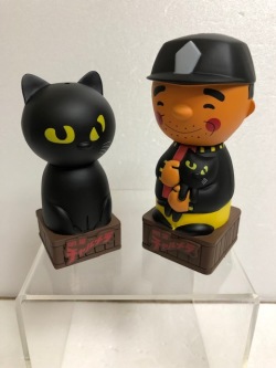 ２体セット☆明星チャルメラ おじさんとニャンコ 人形 １０．８ｃｍ ソルト＆ペッパー 企業物 非売品 現状 【AT514】