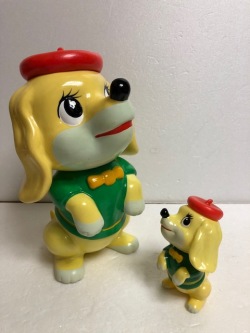 2体セット☆カウンター用・店頭用☆三和銀行☆ベレー帽 犬