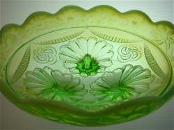 イギリス　アンティーク　リング&テイジーパターン　オパールセントガラスボウル　【AW0866】