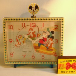 ディズニー Disney スケルトン　手巻き目覚まし時計　精巧舎　1960～1970年　現状　【AW1022】