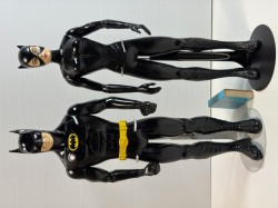 大きい☆２体セット☆バットマン・バットガール☆ソフビ人形 ２８．０ｃｍ 当時物 版権有 現状【RT0415】　