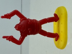 昭和４０年☆グリコ☆スタンド鉄人☆台付☆赤色☆おまけ☆ 鉄人２８号☆３．５ｃｍ 放映当時物 オマケ 現状【RT0444】