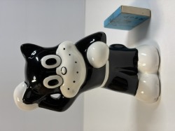 箱付☆昭和レトロ☆日本長期信用銀行☆陶器製☆のらくろ☆人形☆貯金箱 箱１５．８ｃｍ 当時物 長銀 企業物 非売品 現状【RT0476】