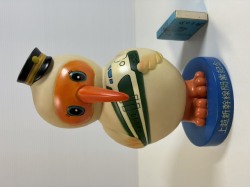 大☆上越新幹線☆開業記念☆ときちゃん☆トキ☆朱鷺☆ソフビ人形☆貯金箱 １９．５ｃｍ 当時物 企業物 非売品 現状【RT0486】