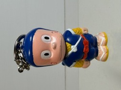 キーホルダー付☆忍者ハットリくん☆貫蔵☆カンゾウ☆ソフビ人形 ６．３ｃｍ 当時物 版権有 アニメ 現状 【RT0502】