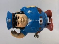 １９８０年☆マスダヤ☆高見山☆元関取☆警官☆ゼンマイ式☆ソフビ人形 ９．０ｃｍ 当時物 版権有 現状 【RT0575】