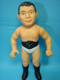 吉村道明 ソフビ人形 大 ２５．０ｃｍ 当時物 日本プロレス メーカーマーク有 版権有 現状 【TO1408】