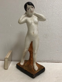 昭和レトロ 裸婦 ヌード セクシー 女性 陶器製 人形 大 １８．７ｃｍ １７５ｇ 当時物 現状 詳細不明 【TO163】