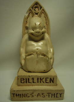 アンティーク品 Original BILLKEN Houseman アンティーク 1908年 台座付 石膏製 初代ビリケン 【TO2316】