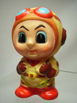 東京都民銀行 パラシュート坊や ソフビ人形 貯金箱 一部手塗り 企業物