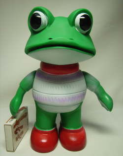 美品☆木馬座 ケロヨン ソフビ人形 １６．０cm 手塗り(一部) 放映当時 版権有 現状 【TO2493】