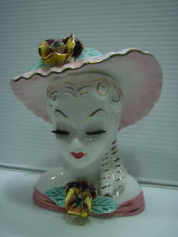 陶器製 貴婦人 モダンガール ヘッドベース・フラワーベース 13