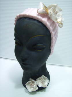 陶器製 モダン女性 ヘッドベース・フラワーベース １９．０ｃｍ ６００ｇ 当時物 刻印有 現状　【TO3526】