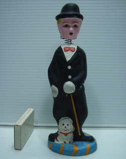 貴重☆戦前？☆チャップリン 土人形 首ふり 18．0cm 220g