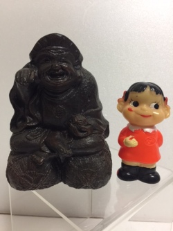 百十四銀行 招き大黒様 ソフビ人形 貯金箱 12．3cm 当時物 明珍作