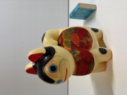 昭和レトロ☆狛犬☆ソフビ人形 １３．８ｃｍ 当時物 JAPAN 現状 【RT0301】