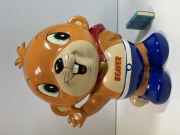大型☆店頭用・カウンター用☆三菱☆ビーバーくん☆ビーバーエアコン☆陶器製☆人形 ２６．０ｃｍ ５７０ｇ 当時物 企業物 非売品 現状 【RT0436】
