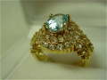 豪華リング【材質】１８金　【他】大粒アクアマリン　ダイヤ　【サイズ】１２号【JU0156】