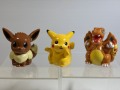 ３体セット☆ピカチュウ☆ポケモン☆ソフビ人形☆貯金箱 ７．０ｃｍ  1999 版権有 現状 【RT0474】