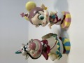 箱付☆２体セット☆ハクション大魔王・アクビちゃん☆首ふり人形☆陶器製 １３．０ｃｍ 当時物 版権有 現状 【RT0524】