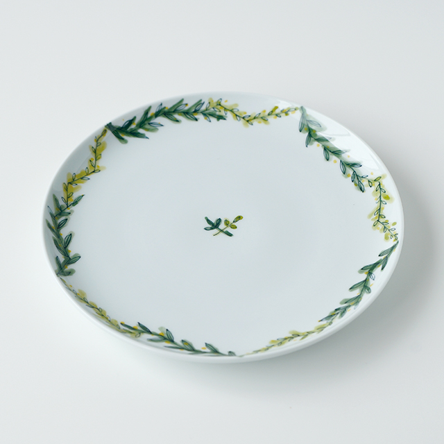 波佐見焼　陶房青　和食器　吉村陶苑　Ao AOSHOP 　ボタニカル　北欧　ナチュラル　丸皿　プレート　取皿　パン皿