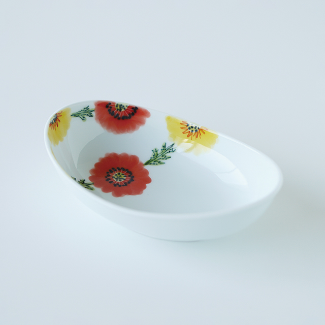 波佐見焼 和食器 うつわ 器 うつわ好き 　陶房青　ボタニカル　楕円鉢　ボウル　鉢　小鉢