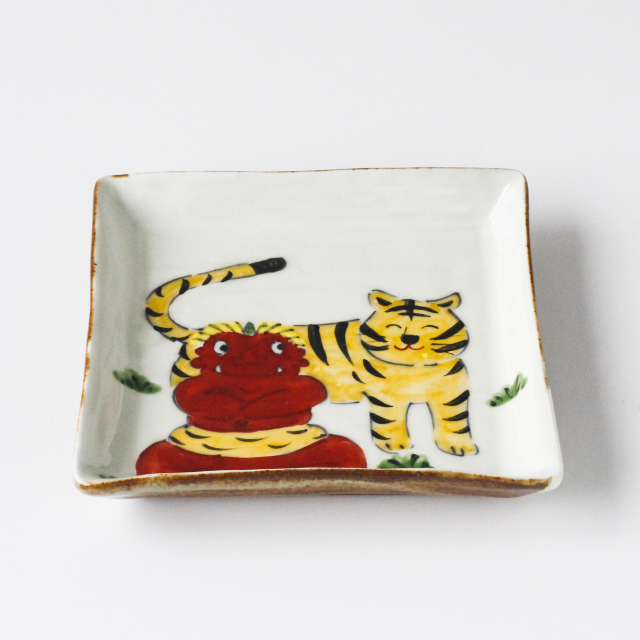 波佐見焼　陶房青　AO SHOP　Ao　アオ　吉村陶苑　　通販　食器　鬼絵ｘ寅　角皿