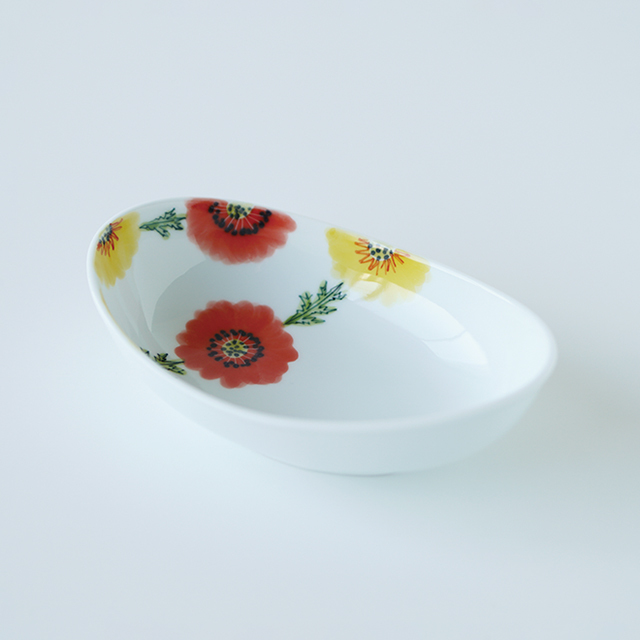 波佐見焼 和食器 うつわ 器 うつわ好き 　陶房青　ボタニカル　楕円鉢　ボウル　鉢　小鉢